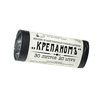 Мешки для мусора 30 л, черные, в рулоне 20 шт., ПНД, 7 мкм, 560х440 мм, Крепаномъ, 4607075710580 в Новоуральске