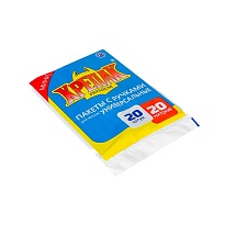 Мешки для мусора 20 л, с ручками, черные, в пачке 20 шт., ПНД, 10 мкм, 550х440 мм, Крепак, 4607075710085 в Новоуральске