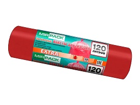 Мешки для мусора 120 л, красные, в рулоне 10 шт., ПНД, 14 мкм, 1100х700 мм, EXTRA, ex1201805 в Новоуральске