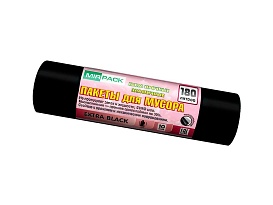 Мешки для мусора 180 л, ароматизированные, черные, в рулоне 10 шт., ПВД, 50 мкм, 1100х930 мм, EXTRA black, 18008301 в Новоуральске