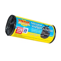 Мешки для мусора 120 л, черные, в рулоне 20 шт., ПНД, 15 мкм, 1100х700 мм, Крепак, 4607075710207 в Новоуральске