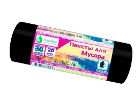 Мешки для мусора 30 л, черные, в рулоне 20 шт., ПНД, 7 мкм, 600х500 мм, MIRPACK Classik, 302040 в Новоуральске