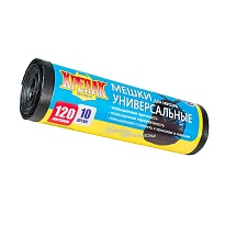Мешки для мусора 120 л, черные, в рулоне 10 шт., ПНД, 15 мкм, 1100х700 мм, Крепак, 4607075710214 в Новоуральске