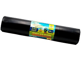 Мешки для мусора 200 л, ароматизированные, черные, в рулоне 10 шт., ПВД, 100 мкм, 1200х800 мм, Добрыня, Dob20010black в Новоуральске