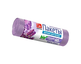 Мешки для мусора 60 л, ароматизированные, Лаванда, сиреневые, в рулоне 20 шт., ПНД, 9 мкм, 650х550 мм, GRIFON Aroma, 101-023 La в Новоуральске