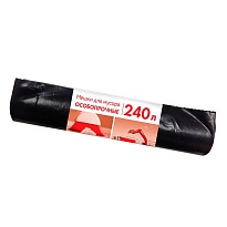 Мешки для мусора 240 л, черные, в рулоне 10 шт., ПВД 100 мкм, 1350х900 мм, Концепция Быта, 603887 в Новоуральске