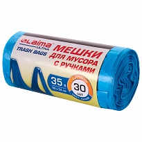 Мешки для мусора 35 л, с ручками, синие, в рулоне 30 шт., ПНД, 9 мкм, 540х500 мм, LAIMA ULTRA, 607683 в Новоуральске