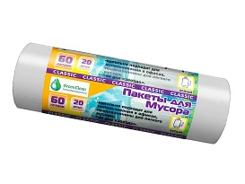 Мешки для мусора 60 л, белые, в рулоне 20 шт., ПНД, 7 мкм, 700х600 мм, MIRPACK Classik, 602052 в Новоуральске