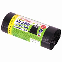 Мешки для мусора 30 л, черные, в рулоне 30 шт., ПНД, 7 мкм, 550х480 мм, Любаша, 608089 в Новоуральске