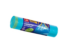 Мешки для мусора 35 л, с завязками, голубые, в рулоне 20 шт., ПНД, 12 мкм, 560х530 мм, GRIFON, 101-061 в Новоуральске