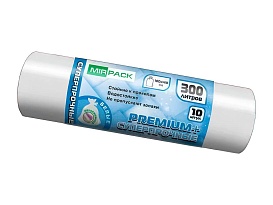 Мешки для мусора 300 л, белые, в рулоне 10 шт., ПВД 70 мкм, 1400х1000 мм, PREMIUM+, 300101602 в Новоуральске