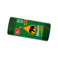 Мешки для мусора 50 л, зеленые, в рулоне 15 шт., ПВД, 24 мкм, 660х540 мм, Уфа Пак, МВ1519О (МВ 50-15ор) в Новоуральске