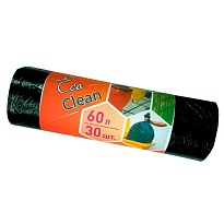 Мешки для мусора 60 л, черные, в рулоне 30 шт., ПНД, 6 мкм, 640х580 мм, Концепция Быта EcoClean, 603890 в Новоуральске