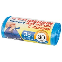 Мешки для мусора 35 л, с ушками, синие, в рулоне 30 шт., ПНД, 11 мкм, 650х500 мм, LAIMA ULTRA, 607684 в Новоуральске
