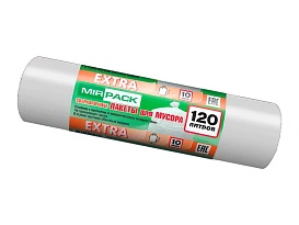 Мешки для мусора 120 л, белые, в рулоне 10 шт., ПНД, 14 мкм, 1100х700 мм, EXTRA, ex1201803 в Новоуральске