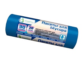 Мешки для мусора 30 л, синие, в рулоне 20 шт., ПНД, 7 мкм, 600х500 мм, MIRPACK Classik, 302041 в Новоуральске