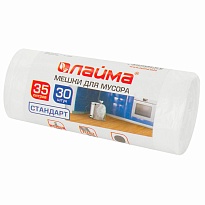 Мешки для мусора 35 л, белые, в рулоне 30 шт., ПНД, 6 мкм, 550х480 мм, LAIMA, 605538 в Новоуральске