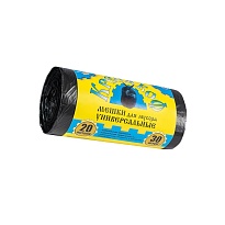 Мешки для мусора 20 л, с ушками, черные, в рулоне 30 шт., ПНД, 10 мкм, 550х440 мм, Крепакоф, 4607075710221 в Новоуральске