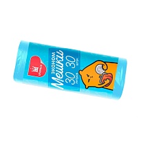 Мешки для мусора 30 л, синие, в рулоне 30 шт., ПНД, 5 мкм, 560х480 мм, Эконом, МЭ3841 (ПМ-30-30) в Новоуральске